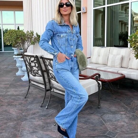 FULL LENGTH TRF DENIM JUMPSUIT - Picture 1 of 16